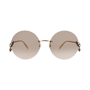 Alexander McQueen Round-Frame Metal Sunglasses — Multi-Color