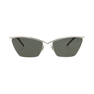 Saint Laurent Cat Eye-Frame Metal Sunglasses — Silver