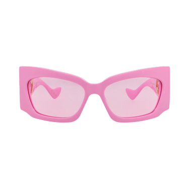Gucci Shield-Frame Recycled Acetate Sunglasses — Pink
