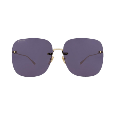 Gucci Square Frame Metal Sunglasses — Gold