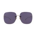 Gucci Square Frame Metal Sunglasses — Gold
