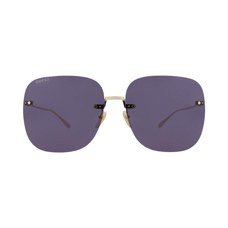 Gucci Square Frame Metal Sunglasses — Gold