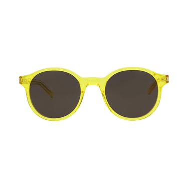 Saint Laurent Round Frame Acetate Sunglasses — Yellow