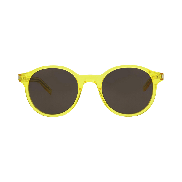 Saint Laurent Round Frame Acetate Sunglasses — Yellow