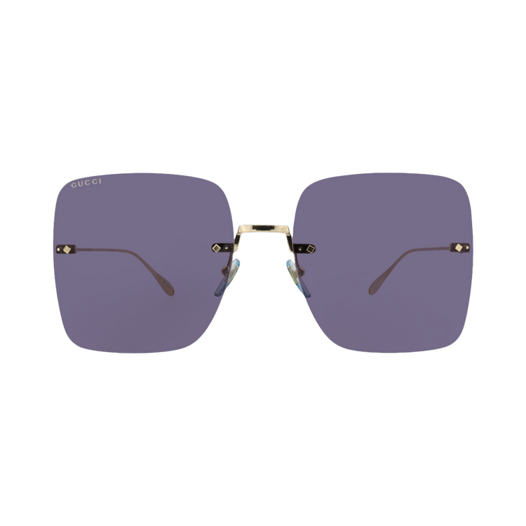 Gucci Square Frame Metal Sunglasses — Gold