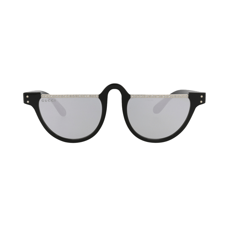 Gucci Round Frame Acetate Sunglasses — Black
