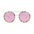Gucci Round Frame Leather Sunglasses — White