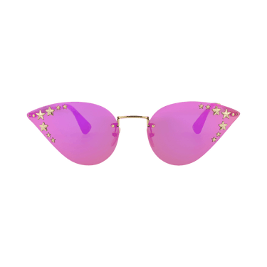Gucci Cat Eye Frame Metal Sunglasses — Gold