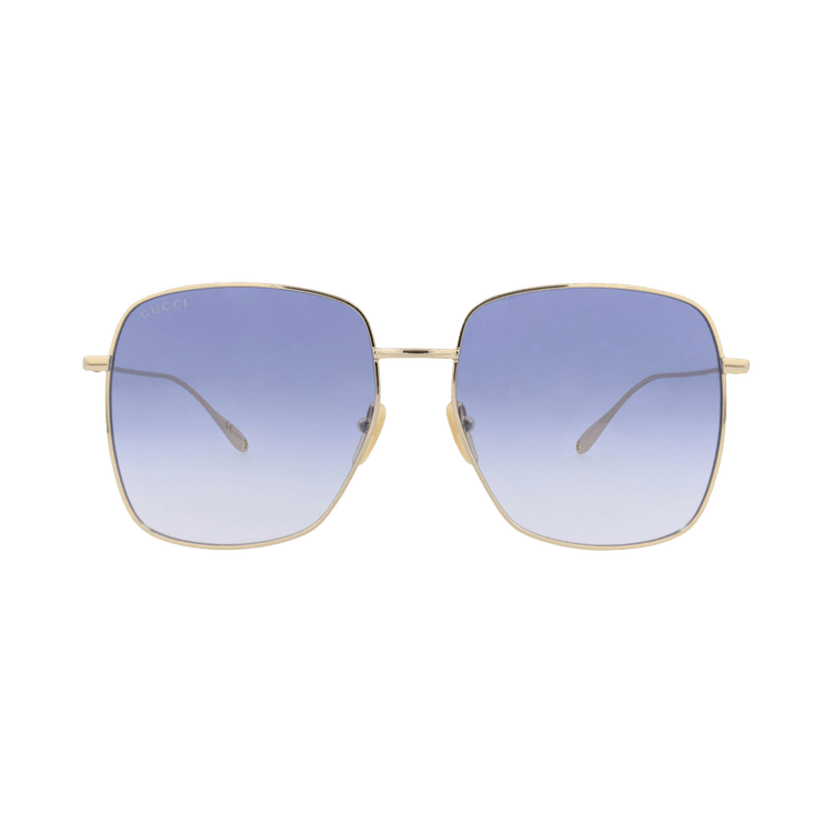 Gucci Square Frame Metal Sunglasses — Gold