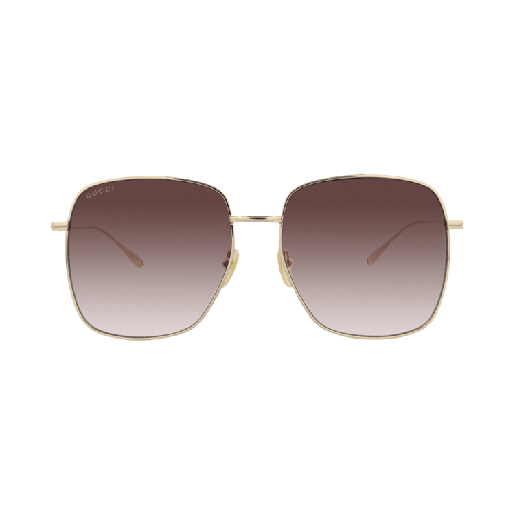 Gucci Square Frame Metal Sunglasses — Gold