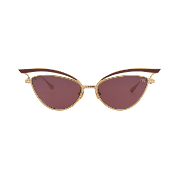 Valentino Cat Eye Frame Titanium Sunglasses — Gold
