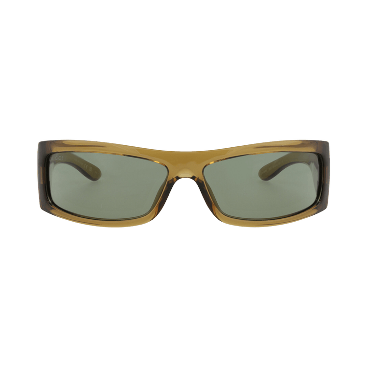 Gucci Shield-Frame Injection Sunglasses — Brown