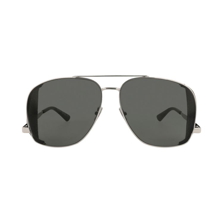 Saint Laurent Aviator-Frame Metal Sunglasses — Silver