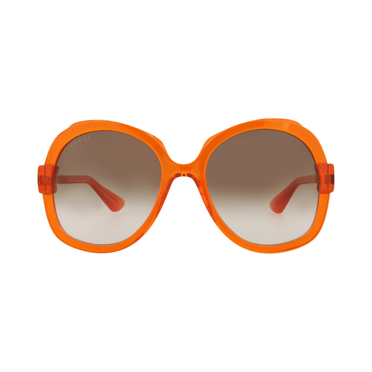 Gucci Round-Frame Injection Sunglasses — Orange