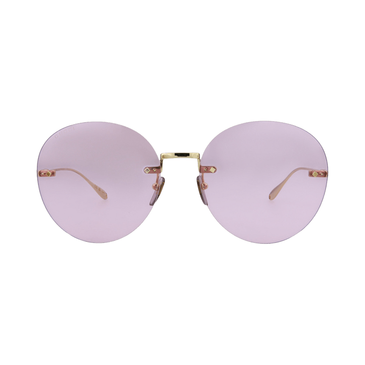 Gucci Round-Frame Metal Sunglasses — Gold