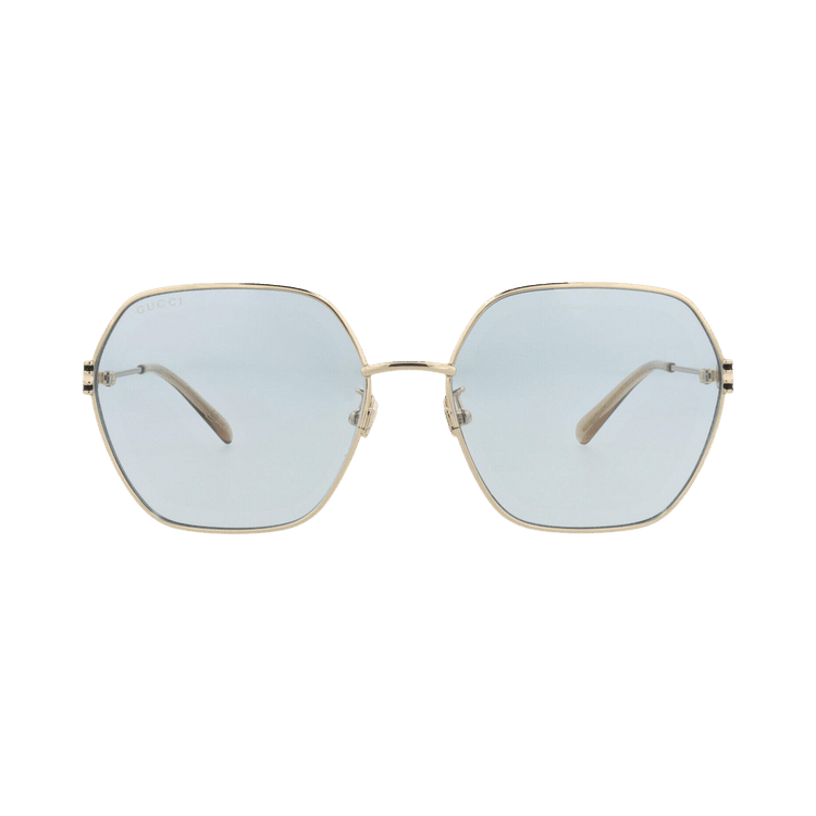 Gucci Square Frame Metal Sunglasses — Gold