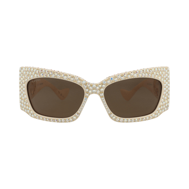 Gucci Shield Frame Recycled Acetate Sunglasses — White
