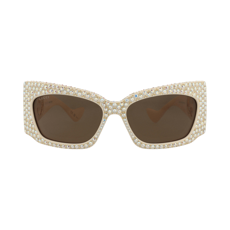 Gucci Shield Frame Recycled Acetate Sunglasses — White