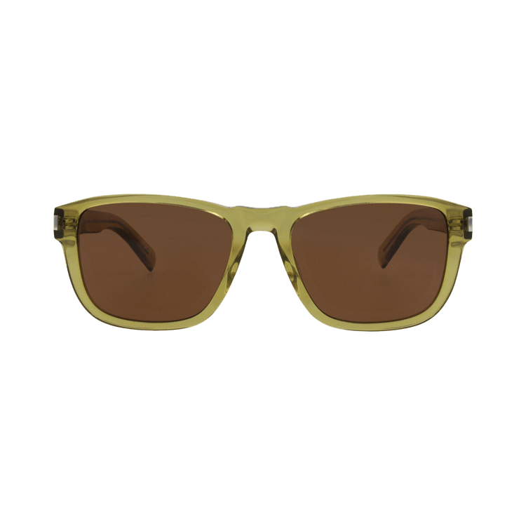 Saint Laurent Square Frame Recycled Acetate Sunglasses — Green