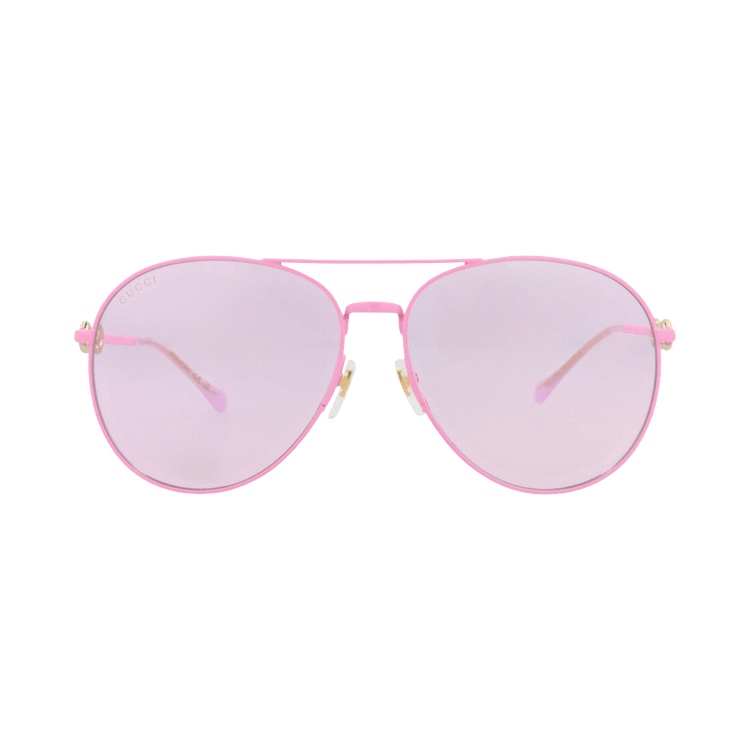 Gucci Aviator Frame Metal Sunglasses — Pink