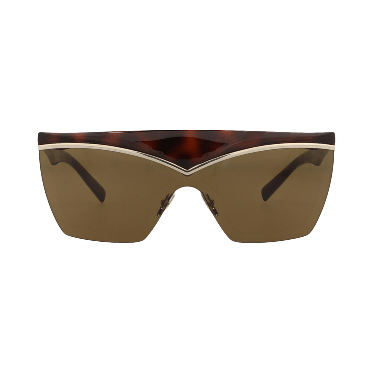 Saint Laurent Shield Frame Injection Sunglasses — Brown