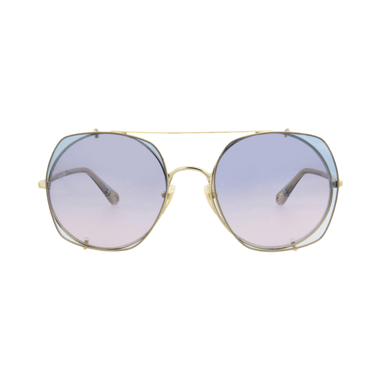 Chloé Square Frame Metal Sunglasses — Gold