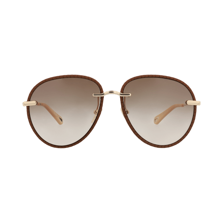 Chloé Aviator Frame Metal Sunglasses — Gold