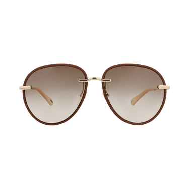Chloé Aviator Frame Metal Sunglasses — Gold