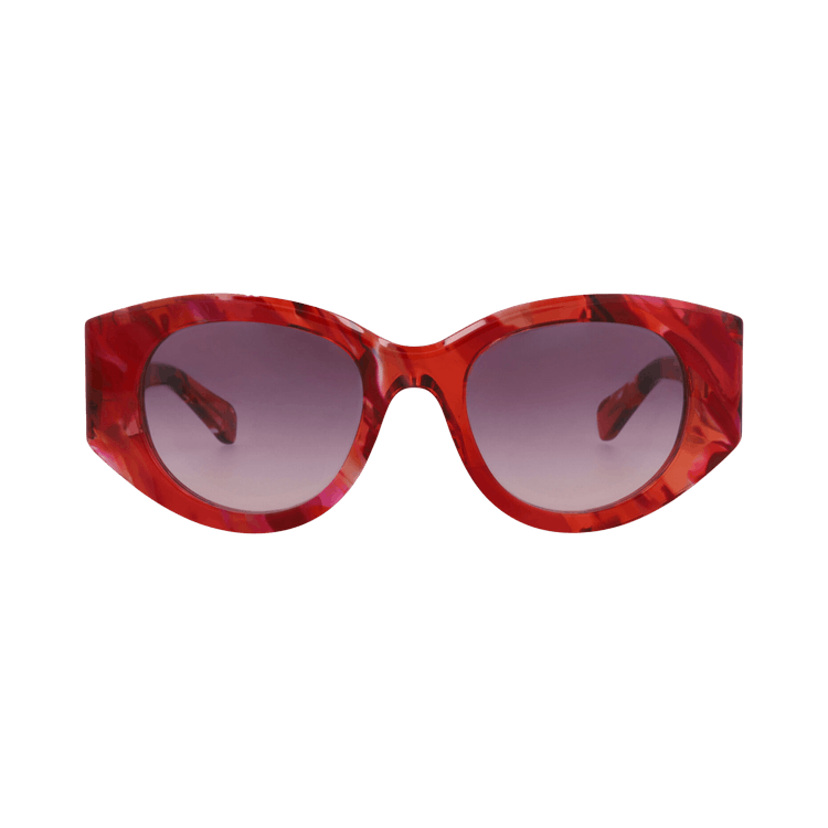 Chloé Round Frame Recycled Acetate Sunglasses — Red