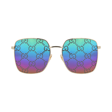Gucci Square Frame Metal Sunglasses — Gold
