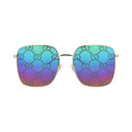 Gucci Square Frame Metal Sunglasses — Gold