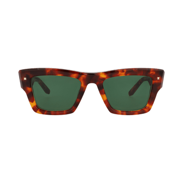 Valentino Square Frame Acetate Sunglasses — Brown