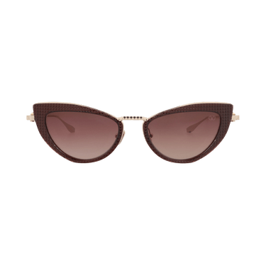 Valentino Cat Eye Frame Acetate/Metal Sunglasses — Brown