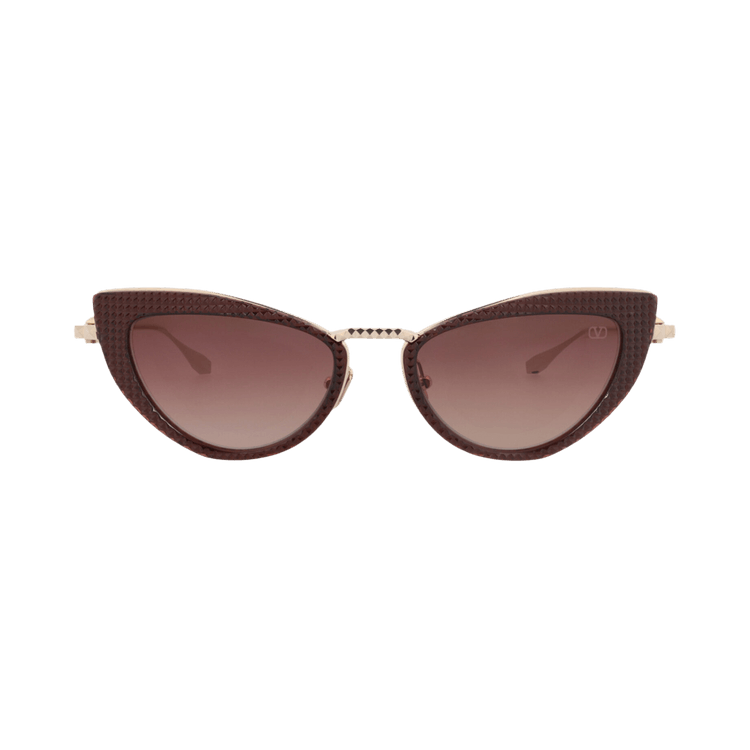 Valentino Cat Eye Frame Acetate/Metal Sunglasses — Brown
