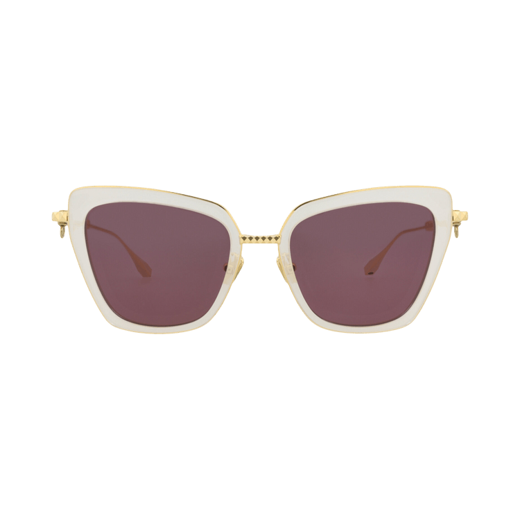 Valentino Cat Eye Frame Metal/Acetate Sunglasses — White