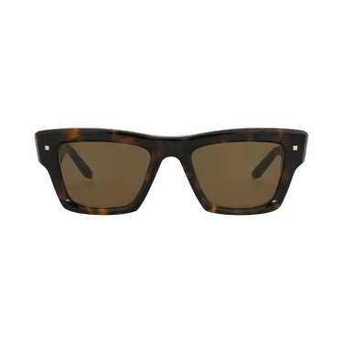 Valentino Square Frame Acetate Sunglasses — Brown