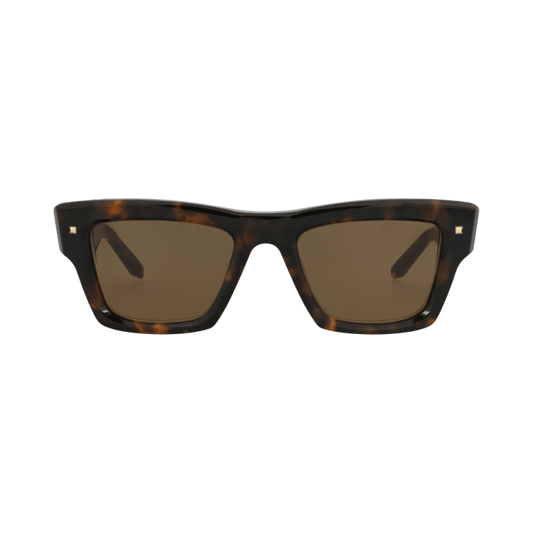Valentino Square Frame Acetate Sunglasses — Brown