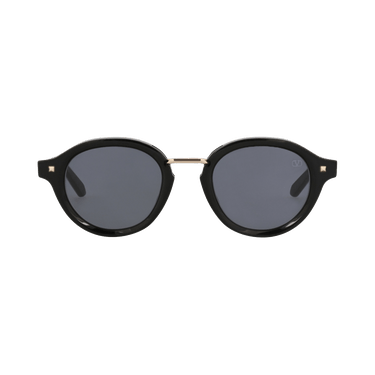 Valentino Round Frame Acetate Sunglasses — Black