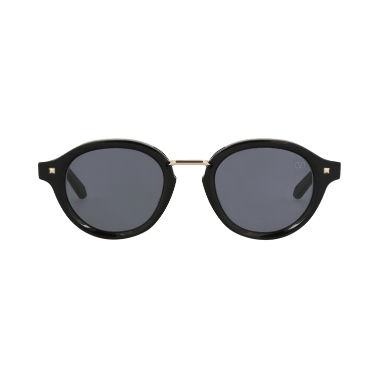 Valentino Round Frame Acetate Sunglasses — Black