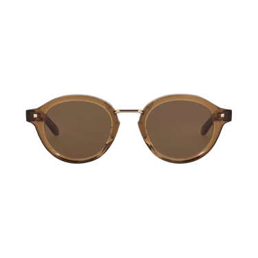 Valentino Round Frame Acetate Sunglasses — Brown
