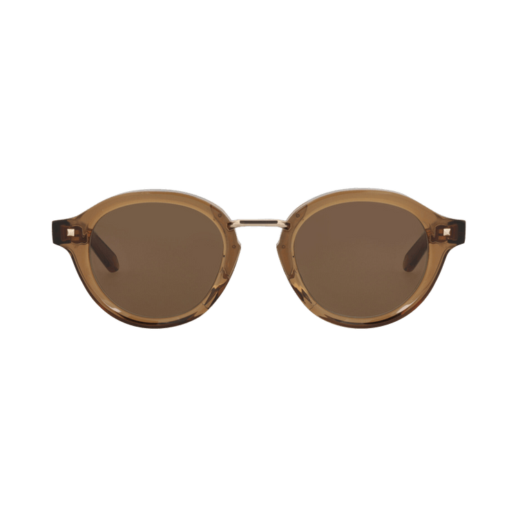 Valentino Round Frame Acetate Sunglasses — Brown