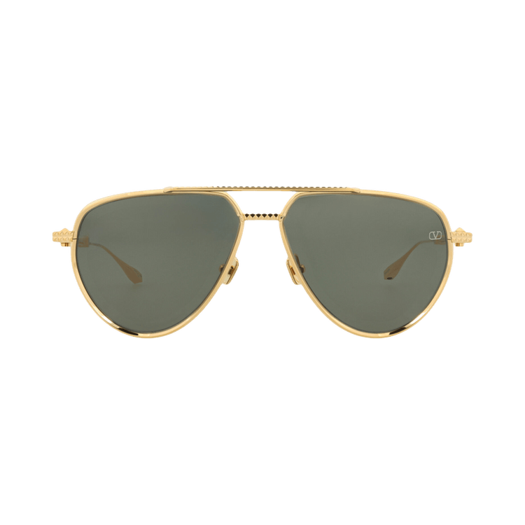 Valentino Aviator Frame Metal Sunglasses — Gold
