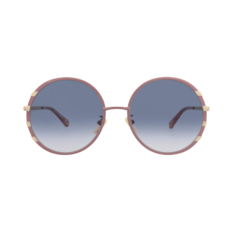 Chloé Round-Frame Metal Sunglasses — Purple