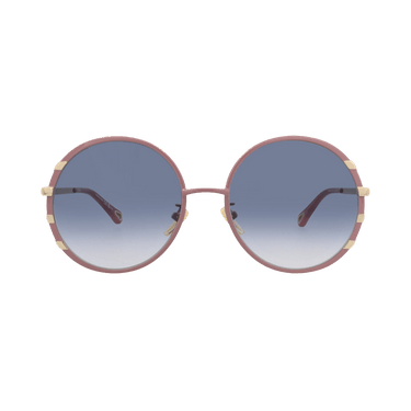 Chloé Round-Frame Metal Sunglasses — Purple