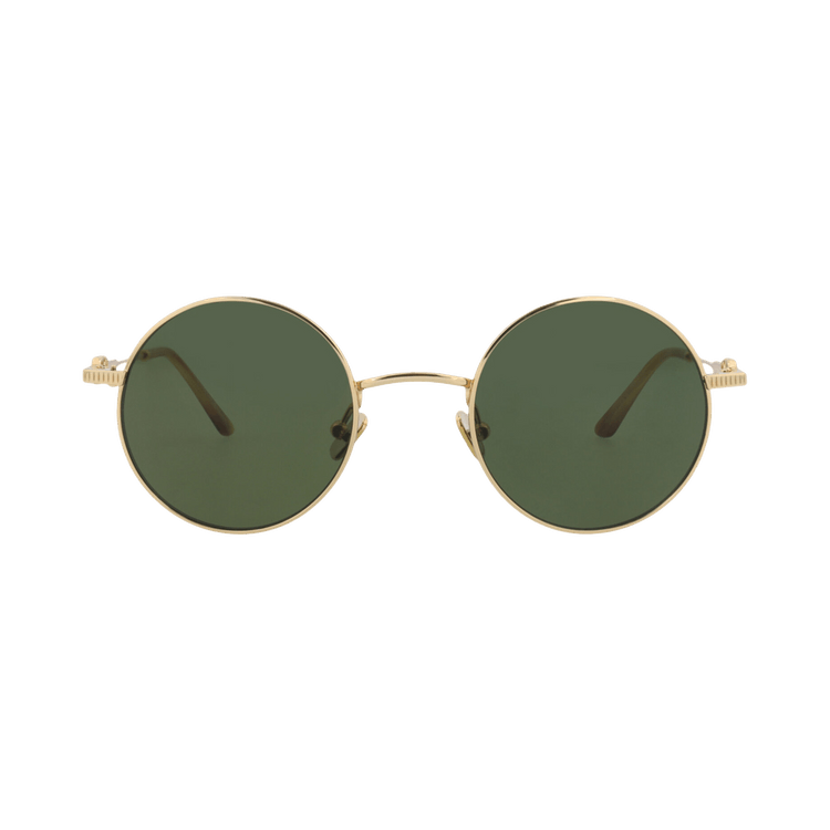 Valentino Round-Frame Metal Sunglasses — Gold