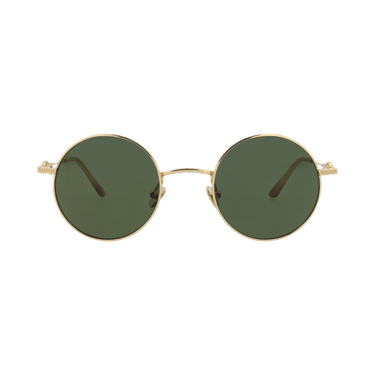 Valentino Round-Frame Metal Sunglasses — Gold