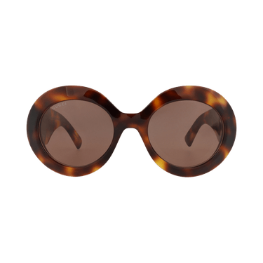 Gucci Round-Frame Recycled Acetate Sunglasses — Brown