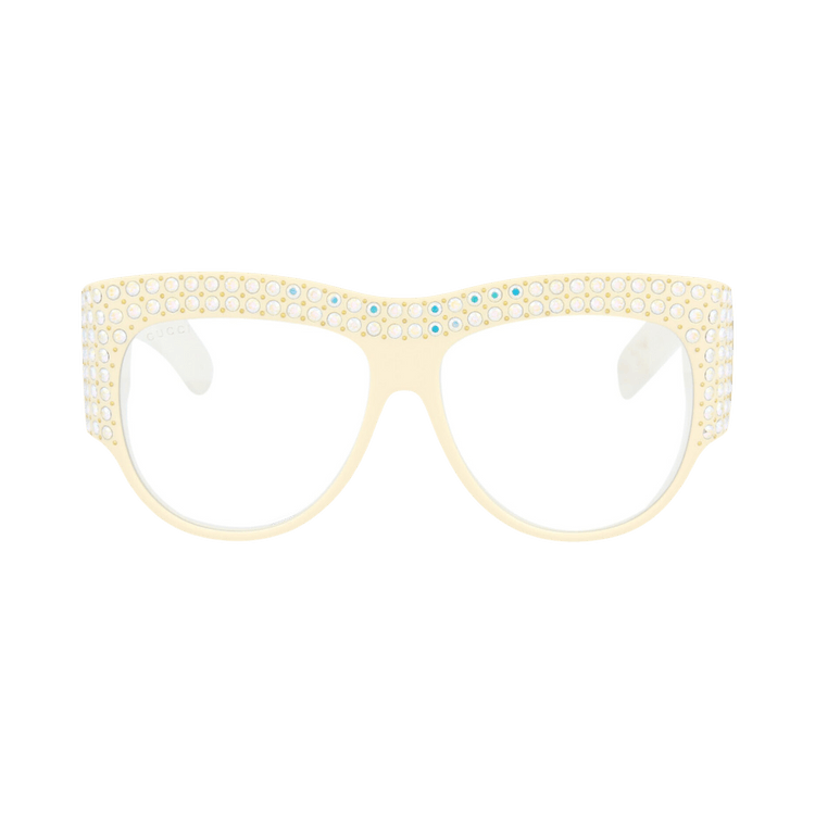 Gucci Round-Frame Acetate Sunglasses — White