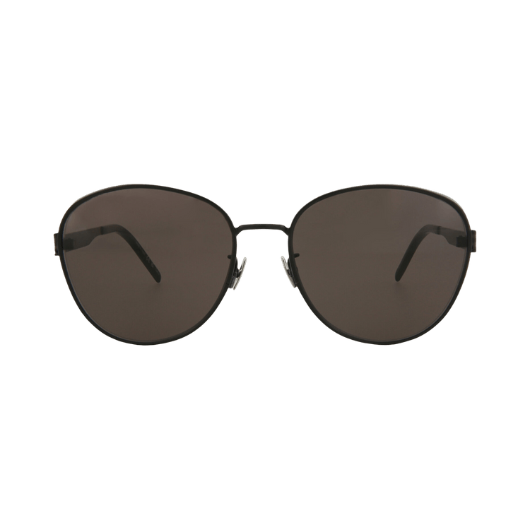 Saint Laurent Round/Oval-Frame Metal Sunglasses — Black