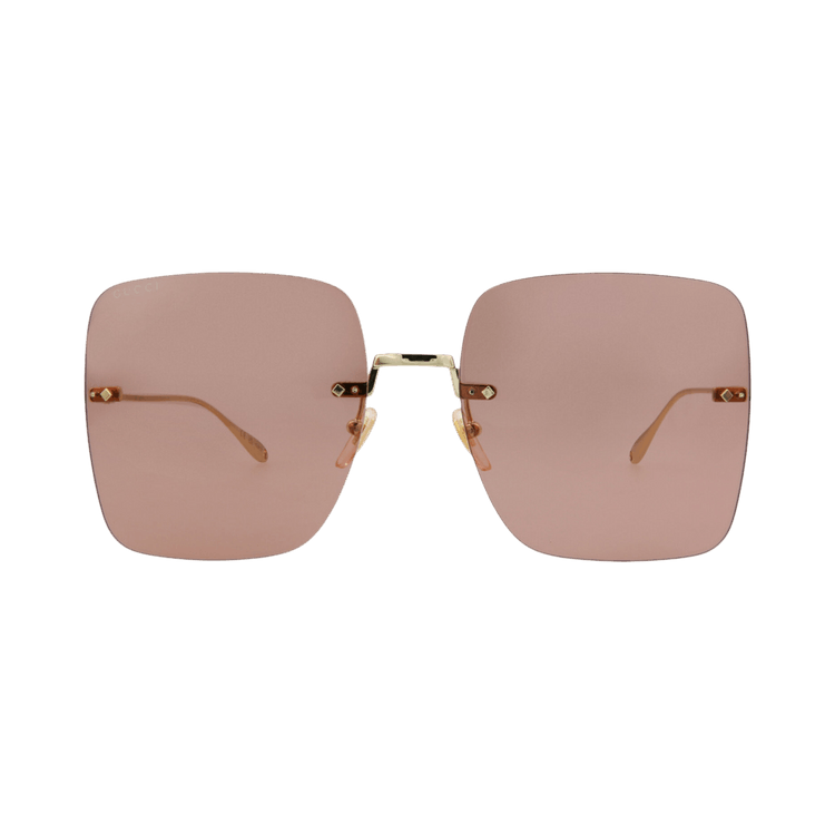 Gucci Square-Frame Metal Sunglasses — Gold